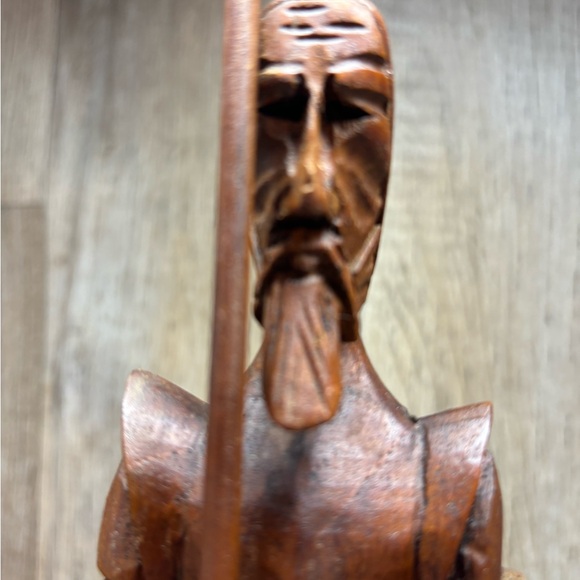 VTG Spanish DON QUIXOTE Sculpture Figure  Carved Wood W/ Spear & Shield 13.75”T - Picture 12 of 12
